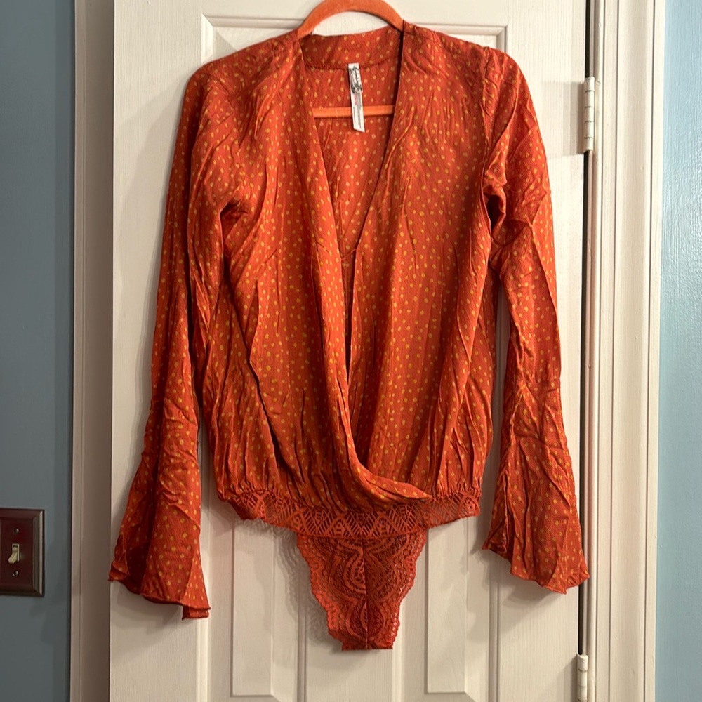 free people terracotta long sleeve bodysuit